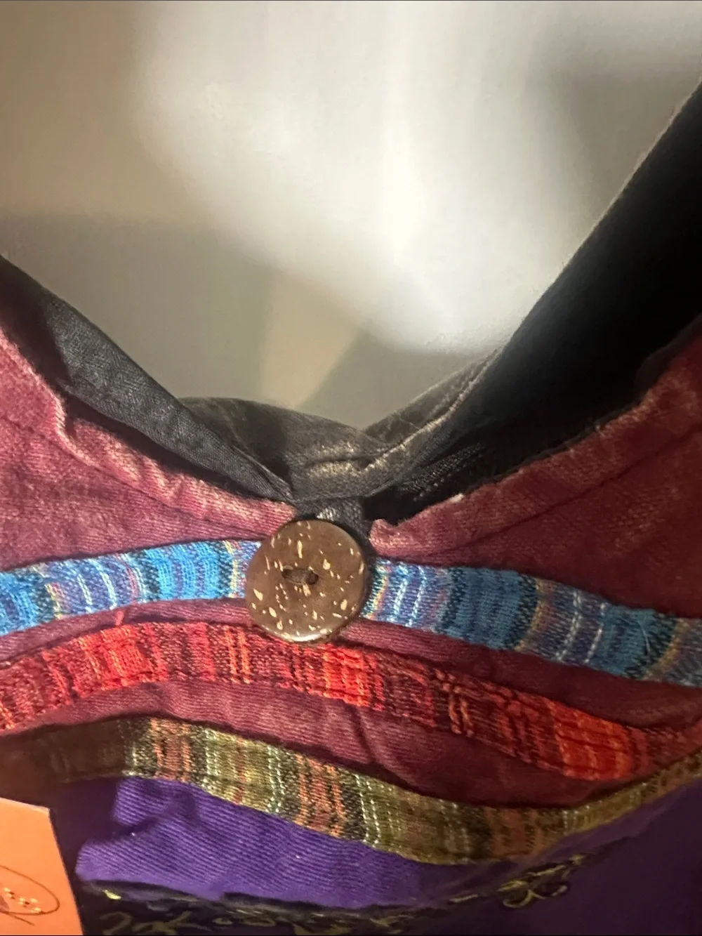 Embroidered Tree Boho Crossbody Bag - Purple & Burgundy